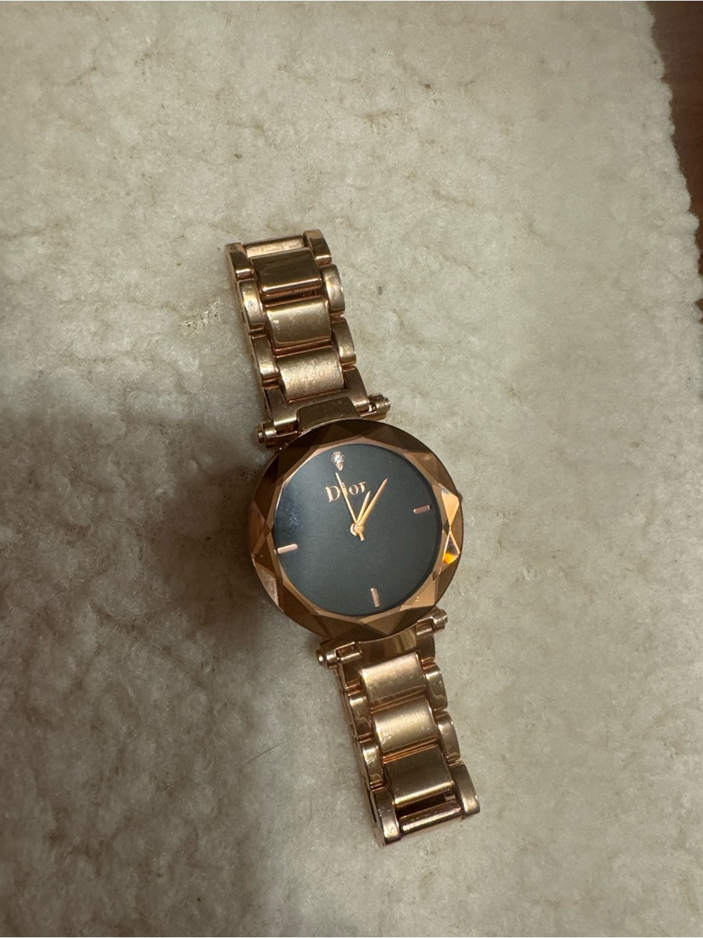 Dior Rose Gold Watch with navy Dial